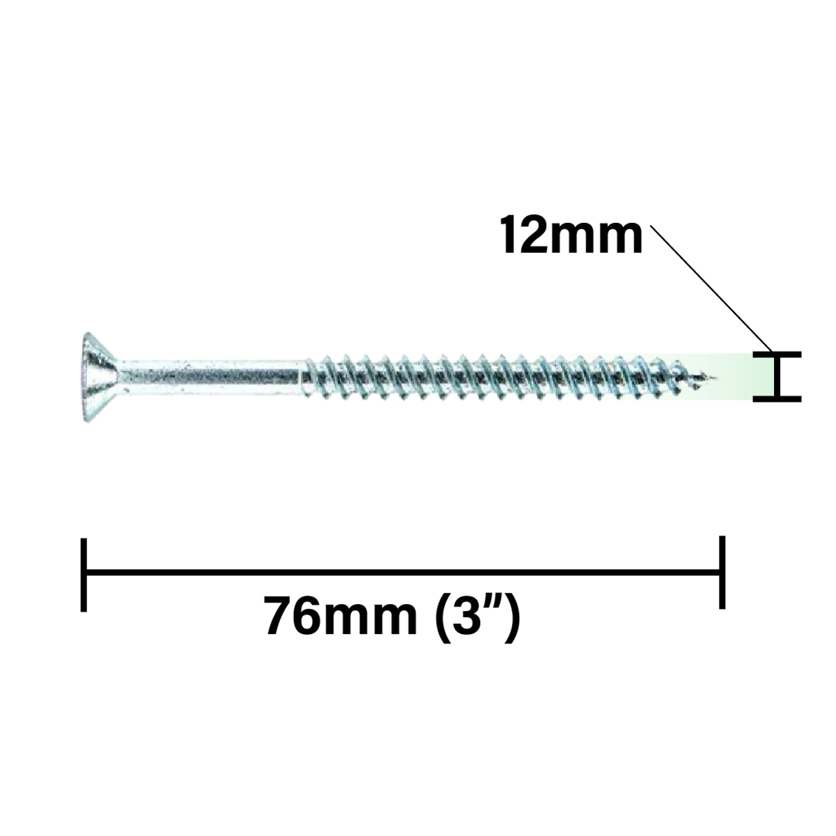 Rikä TWSR042 Woodscrew Twin-Thread CSK BZP 12 x 3in 200pk